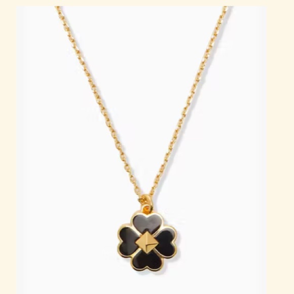 $118 Kate Spade♠️ Spades & Studs Enamel Earrings Mini Pendant Black Gold Set NWT - Picture 6 of 6